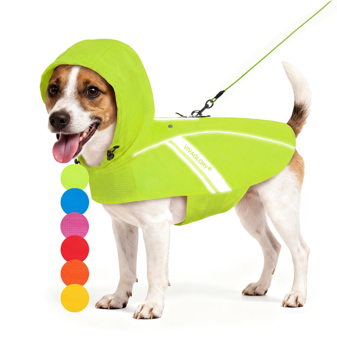 VIVAGLORY Hunderegenmantel für kleine Hunde, leicht an- und ausziehbare Regenbekleidung, reflektiere