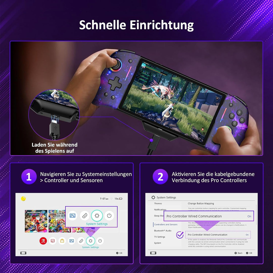 NexiGo Hall Effect Gripcon (Kein Drift, Keine Todeszone) mit Hall-Sensor-Joystick für Switch/Switch