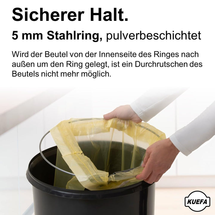 KUEFA BSC 60L Mülleimer, Müllsackständer, Gelber Sack Ständer inkl. Klemm-Ring für Müllbeutel, extra