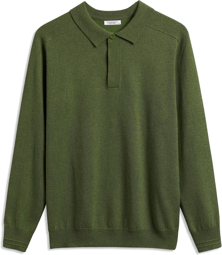COOFANDY Polo Pullover Herren Strick Poloshirt Langarm Strickpullover mit Polokragen Business Pullov