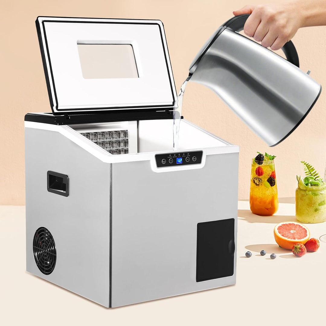 2-in-1 Eisbereiter mit Crushed Ice Funktion und automatischem Wasserzulauf | 40kg Eiswürfelmaschine