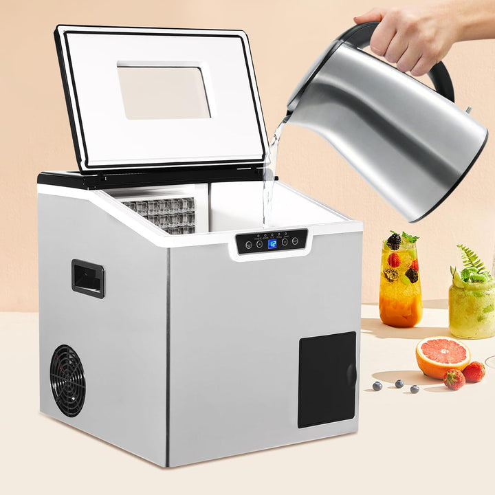 2-in-1 Eisbereiter mit Crushed Ice Funktion und automatischem Wasserzulauf | 40kg Eiswürfelmaschine