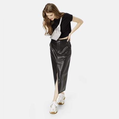 NYZE Damen Hip Bag - 100% Vegane Gürteltasche/Bauchtasche Silver, Silver