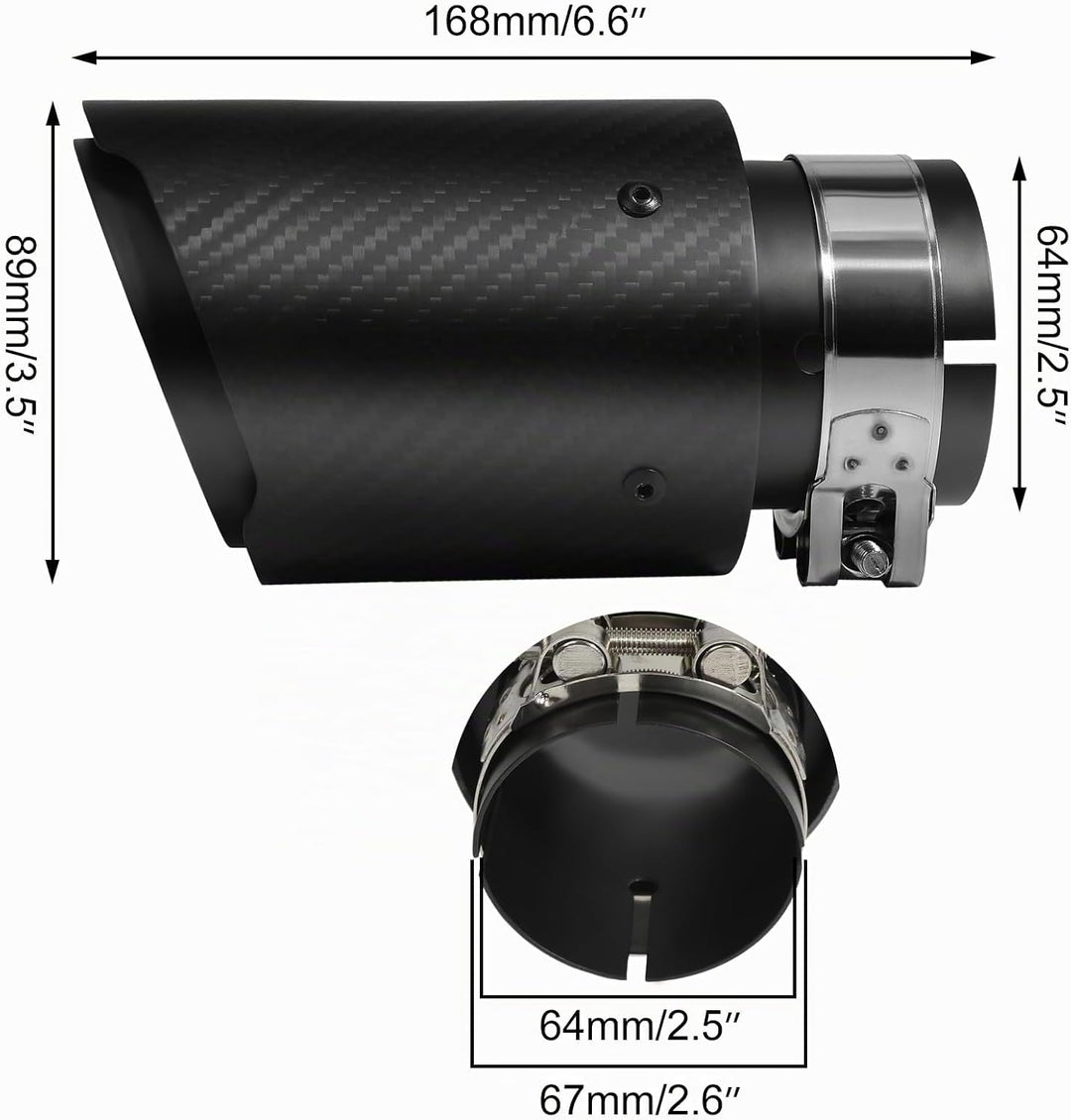 Krtopo 63mm Auspuffspitzen Auspuff Edelstahl und Glänzende Kohlefaser Auto Auspuff Endrohr, Einlass