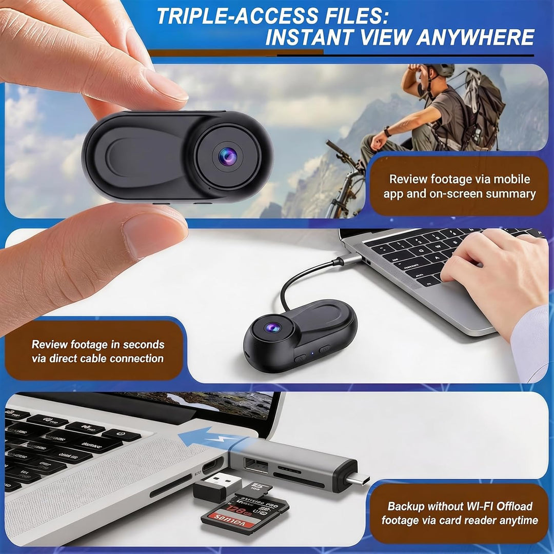Mini Action Cam 1080P,Action Camera,Tragbare Kamera mit 360° Drehbarem Clip und Magnetclip,Mini K-Am
