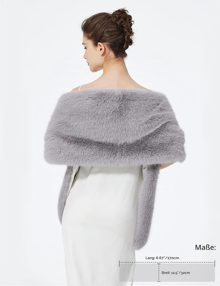 BEAUTELICATE Damen Kunstpelz Stola Schal Warp Brautjacke Kunstfell Brautschal Brautstola für Braut A