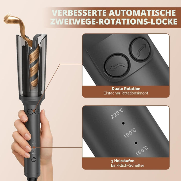 Souvik Lockenstab Automatisch, Negativ-Ionen Lockendreher Automatisch mit 3 Temperaturstufen (160–21