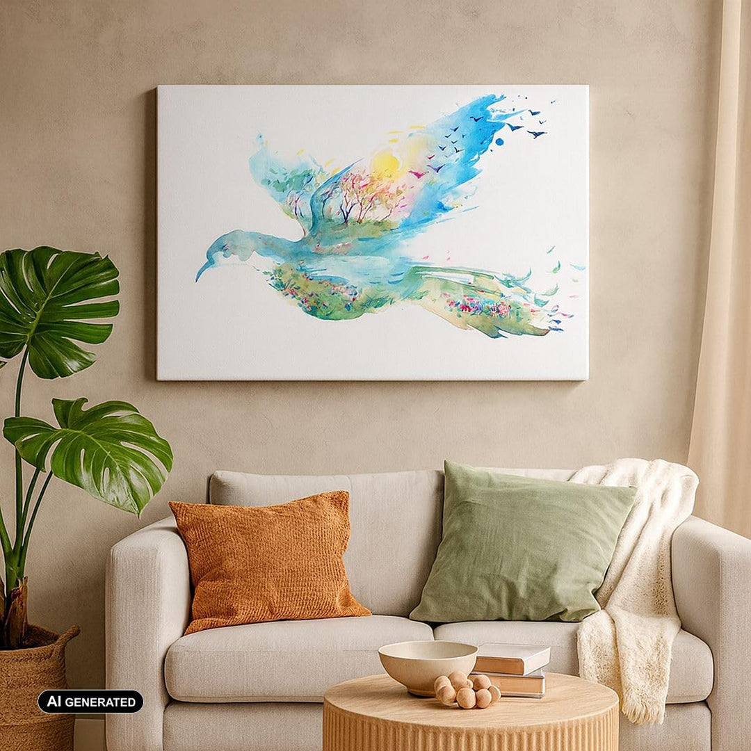 Bilder auf Leinwand Abstraktion Vogel Natur Bewegung Leinwandbild 70x50cm Wandbilder Dekoration Wohn
