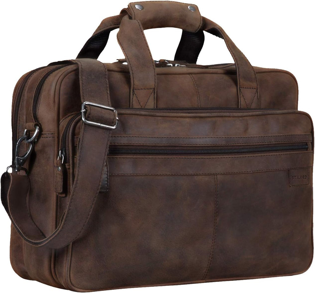 STILORD 'Atlantis' Leder Aktentasche gross Vintage Lehrertasche Arbeitstasche grosse Ledertasche Bus