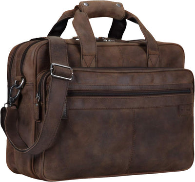 STILORD 'Atlantis' Leder Aktentasche gross Vintage Lehrertasche Arbeitstasche grosse Ledertasche Bus
