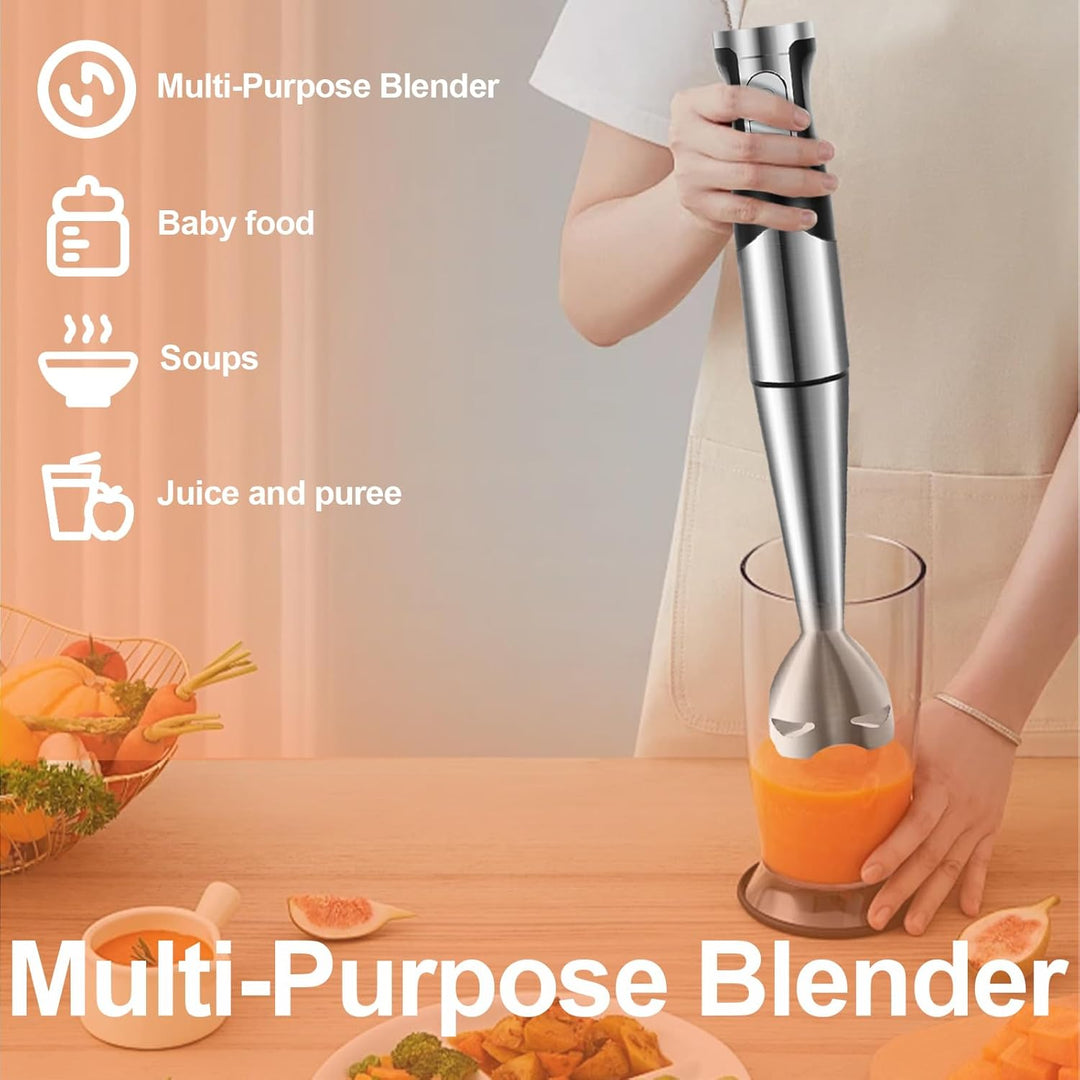 NWOUIIAY Handmixer Stabmixer Elektrischer 6-in-1 1200W Edelstahl Pürierstab mit 600ml Messbecher,Ede