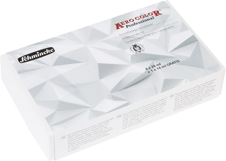 Schmincke - AERO COLOR® Professional, Kartonset mit 4 x 28 ml + 1 x 14ml, 81 715 097, feinst-flüssig