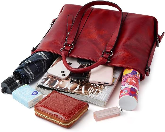 Coolives Damentasche Damen Henkeltasche mit Schultergurt aus PU-Leder Vintage Handtasche Retro Tasch