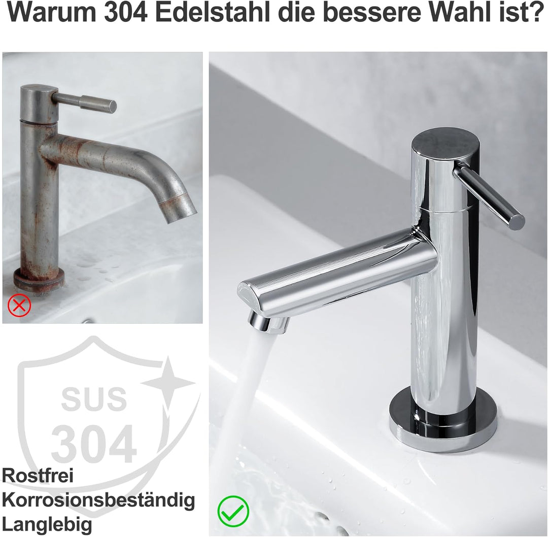 Florenta Kaltwasserhahn Gäste WC für kleine Waschbecken, Kaltwasserarmatur Waschtischarmatur aus Ede