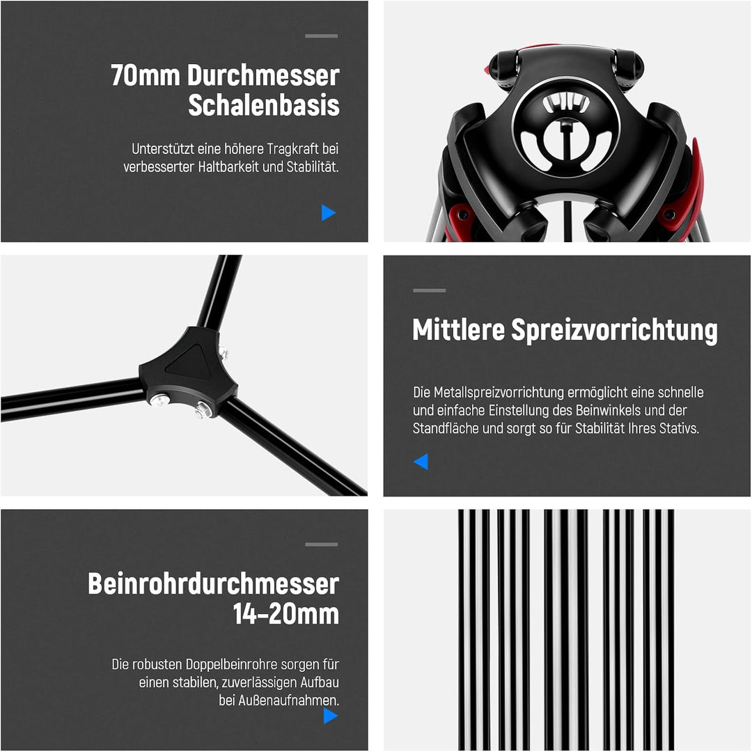 NEEWER 79" Kamera Stativ mit 360° Kugelkopf, Heavy Duty Aluminiumlegierung Videostativ mit QR Platte