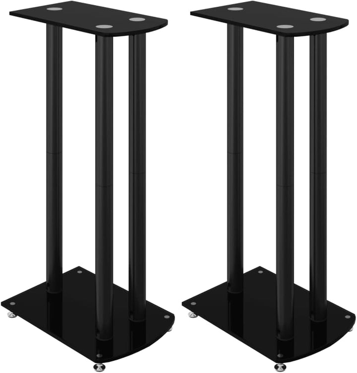 vidaXL Lautsprecher-Ständer 2 STK. Schwarz Hartglas 3 Säulen, Schwarz