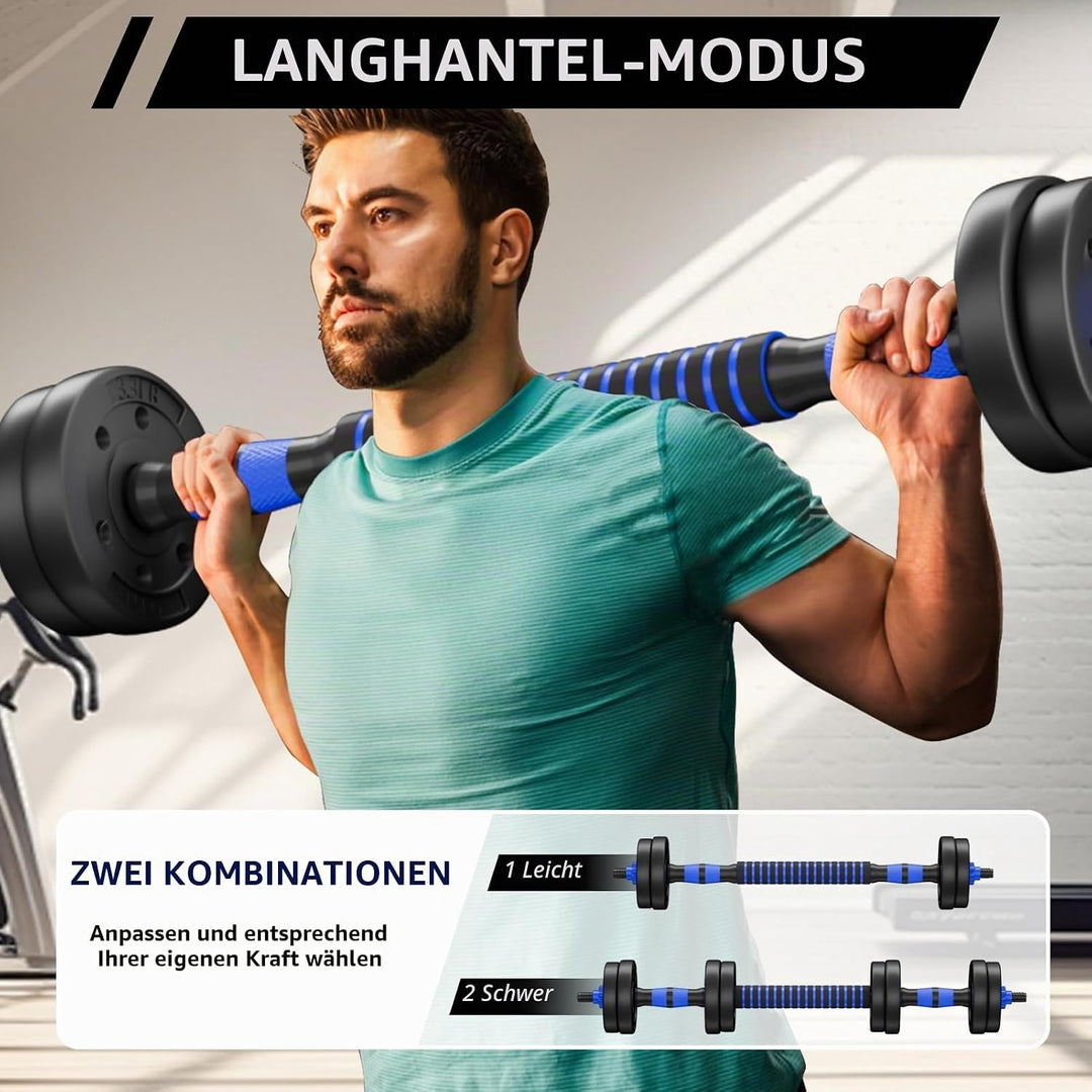 Hanteln-Verstellbar-Set, Kurzhanteln Schwarz 2er Set, Gewichte Hantel Kraftraining kann als Langhant