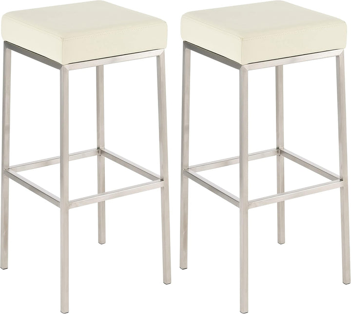 CLP 2er Set Barhocker Montreal Kunstleder I Gepolsterte Stühle Für Bartresen, Farbe:Creme, Gestell F