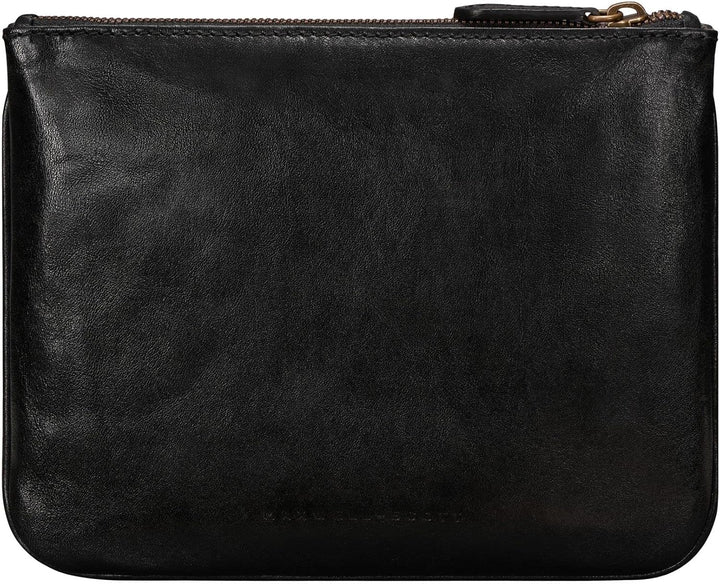 Maxwell-Scott Damen Leder Make-Up Beutel in Schwarz - Zeta, Schwarz