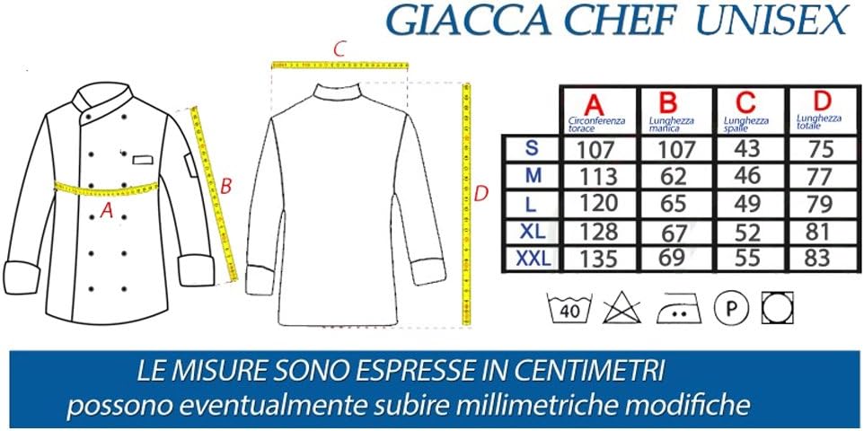 Kochjacke Italienisch Schwarz Italien Tricolore Restaurant Pizzeria XXL, XXL