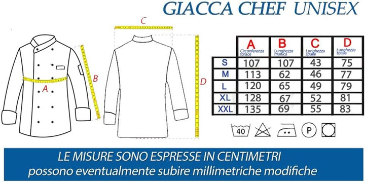 Kochjacke Italienisch Schwarz Italien Tricolore Restaurant Pizzeria XXL, XXL