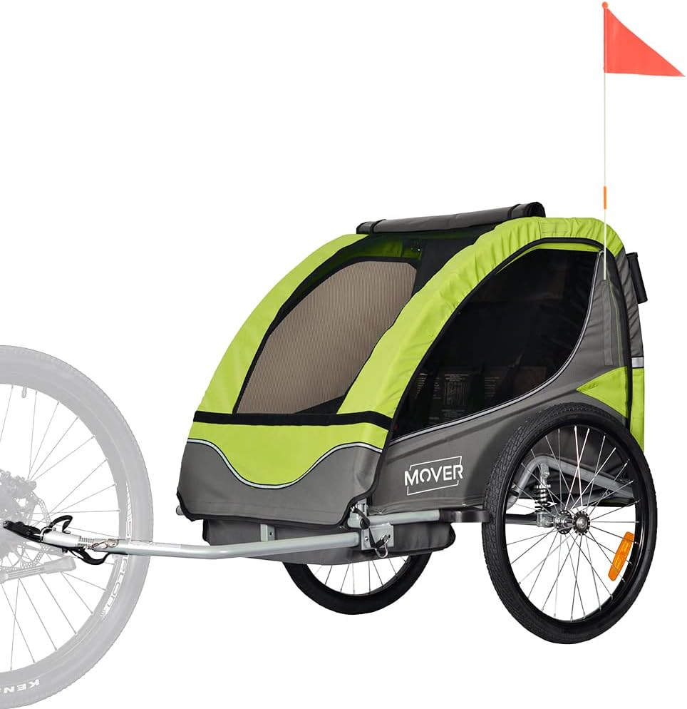 PAPILIOSHOP MOVER Anhänger Wagen und Kinderwagen für 1 oder 2 Kinder Grün,Rot, Grün,Rot