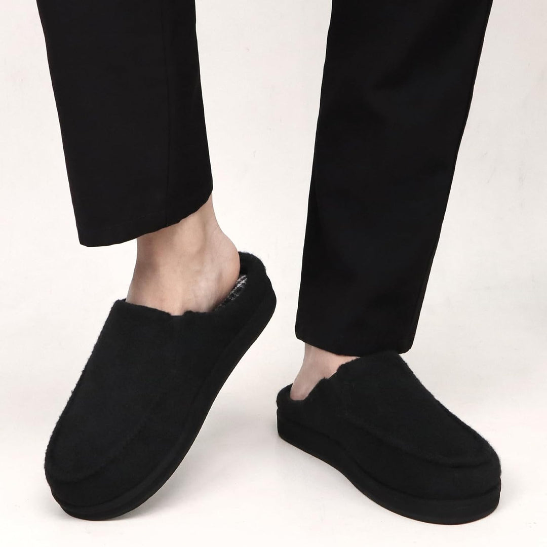 ONCAI Hausschuhe Herren Komfort Pantoffeln Plüsch Streifen Hüttenschuhe Wärme Cord Flauschig Slipper