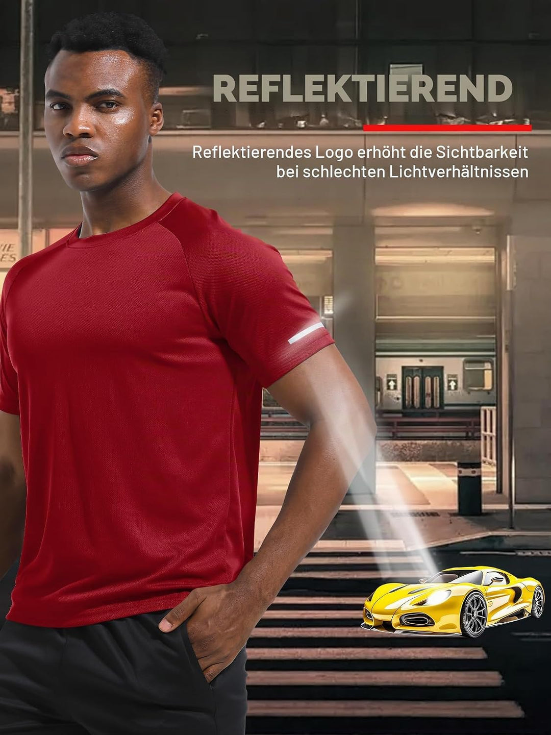 Holure 3 or 5er Pack Herren Sports Tshirts Atmungsaktiv Schnelltrocknend Kurzarm T-Shirts Funktionss
