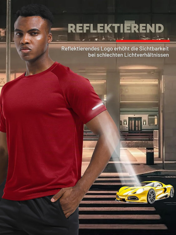 Holure 3 or 5er Pack Herren Sports Tshirts Atmungsaktiv Schnelltrocknend Kurzarm T-Shirts Funktionss