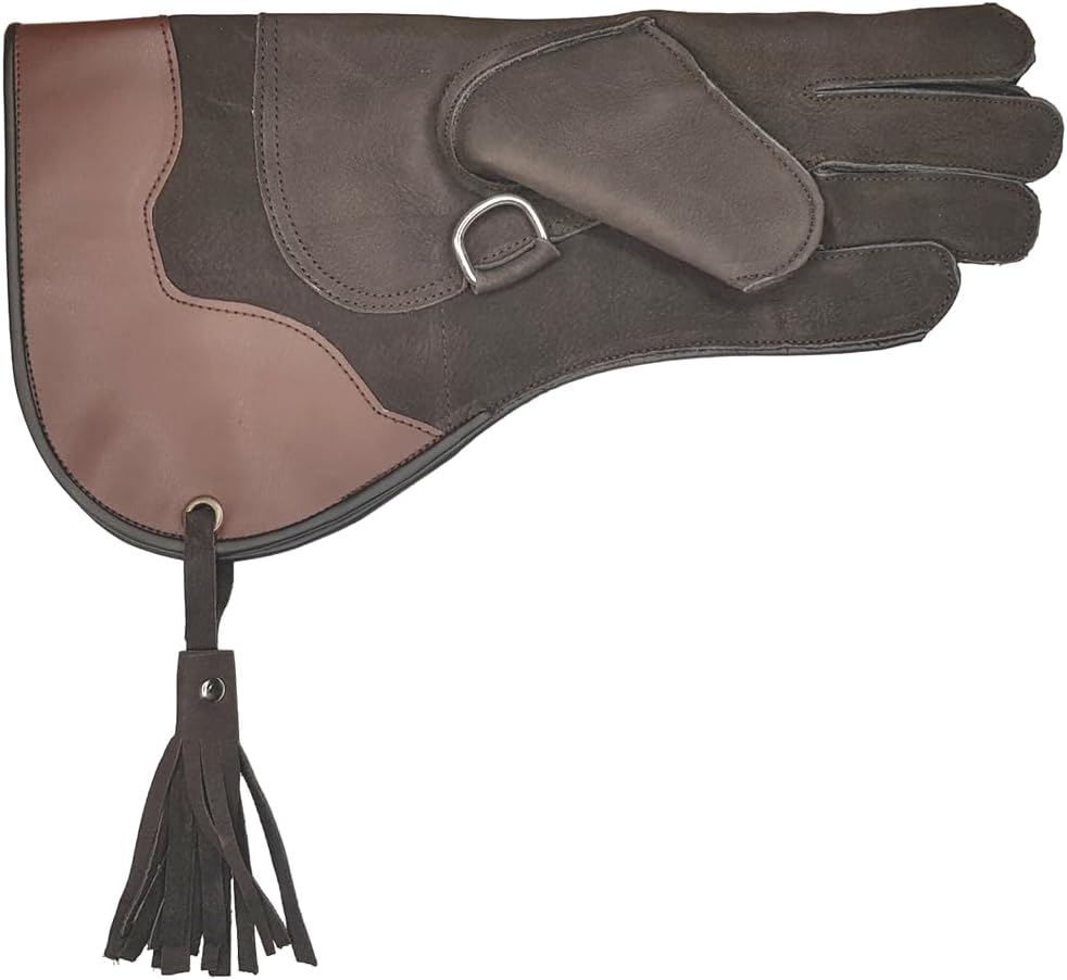 VlaMiTex J54 Falknerhandschuh für Falken und Habichte Greifvögel Handschuh aus Leder Braun, S