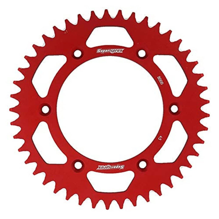Supersprox Rotes Aluminium-Kettenrad, 45 Zähne, Kettengrösse 520, Ral-8000-45