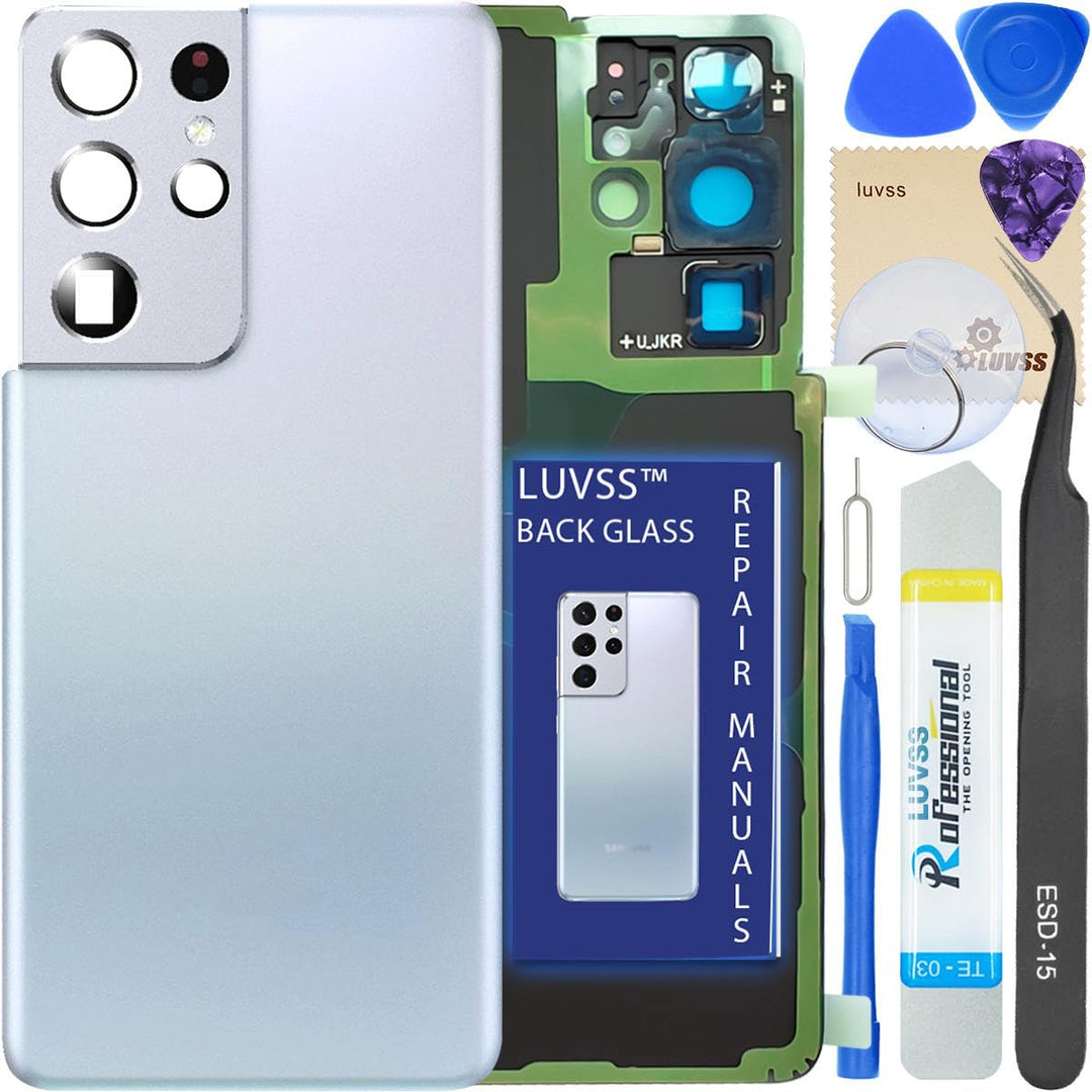 LUVSS Akkudeckel für Samsung Galaxy S21 Ultra SM-G998B Rückseite Glas Deckel Original Backcover Ersa