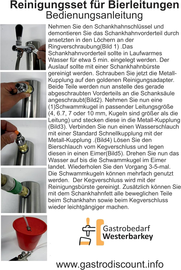 Reinigungsset für Bierleitung mit 15 Teilen Schwammkugeln für 4mm Leitung & 28mm Reinigungsadapter