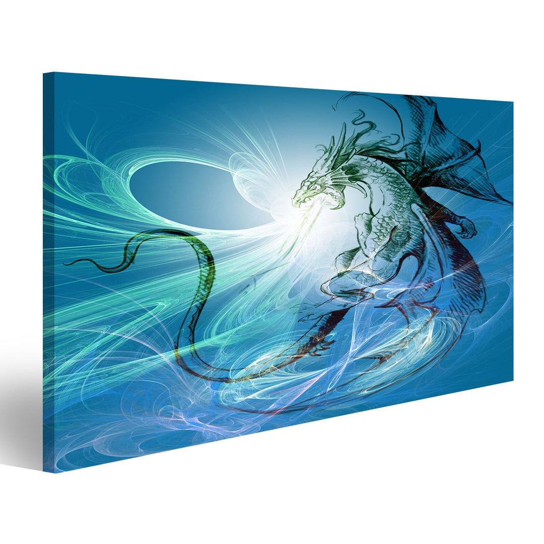 islandburner Bild auf Leinwand Feuer Spuckender Drache Fantasy Jugendzimmer Bilder Wandbilder Poster