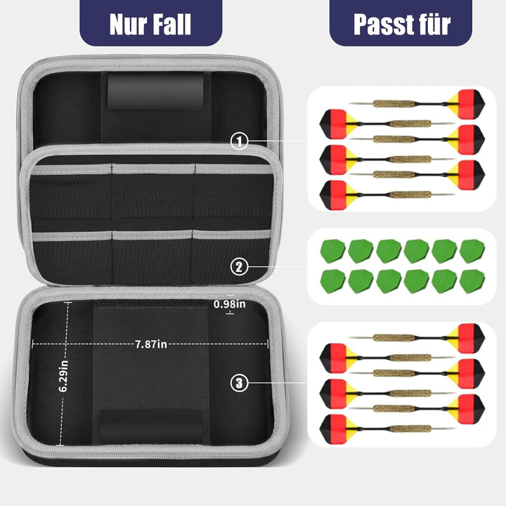 Boobowl Darts Tasche - Hard Shell Stossfeste Dart-Aufbewahrungstasche, Tragbare Tragekoste für Stahl
