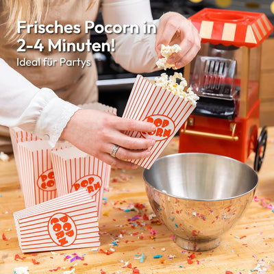 Gadgy Popcorn Maschine Heissluft - Retro Popcorn Maker - Fettfreies Ölfreies Pop Corn - Gesunder Maï