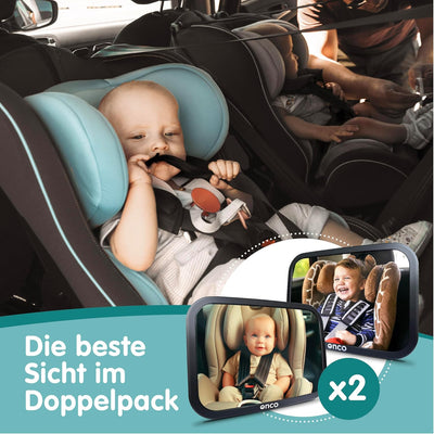 Onco 360° Baby Autospiegel (2er-Pack) - Zweifach Preisgekrönter Auto Spiegel für Baby Rücksitz, 100%