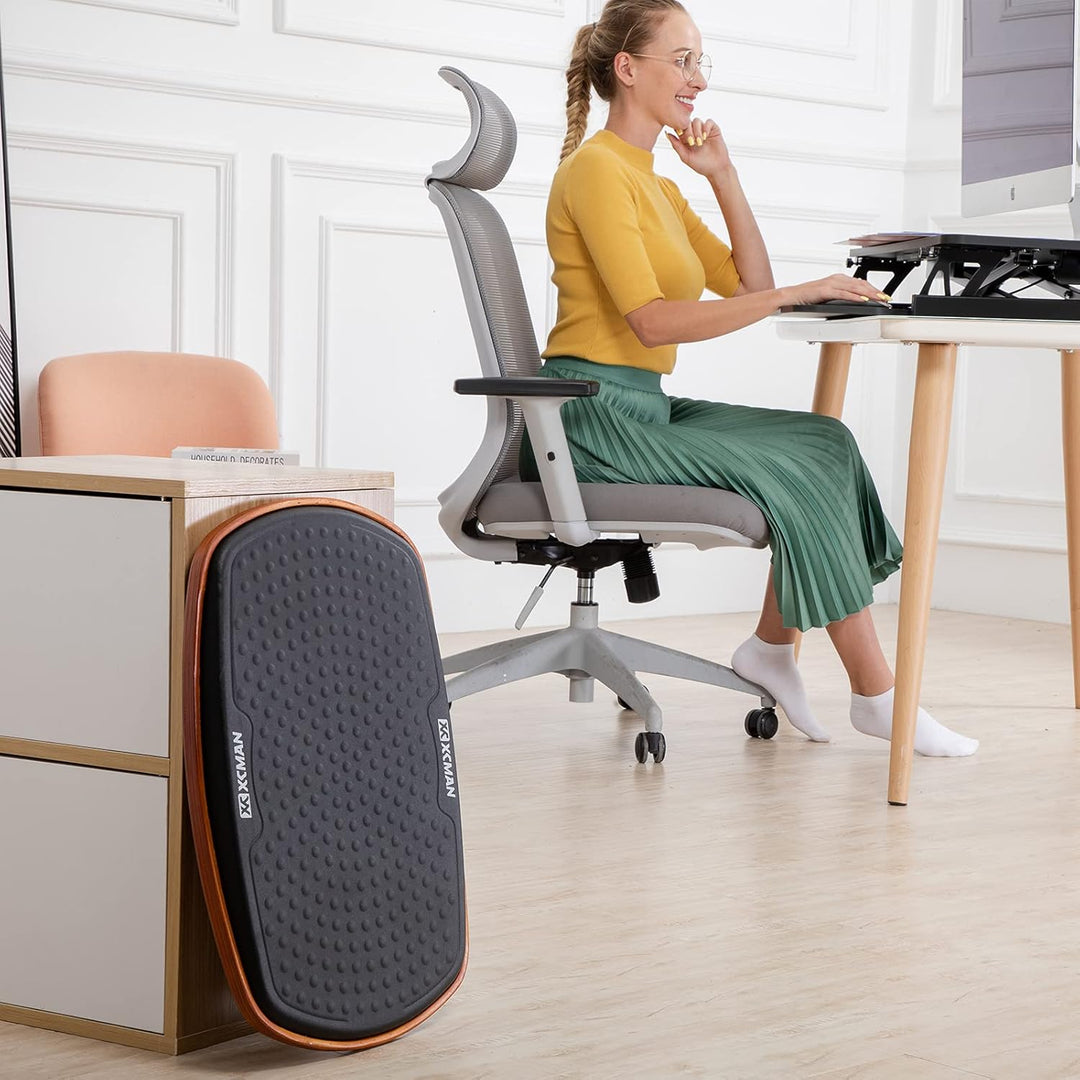 XCMAN Stehschreibtisch Anti-Ermüdungs-Matte Holz Wackelbrett Balance Board Stabilität