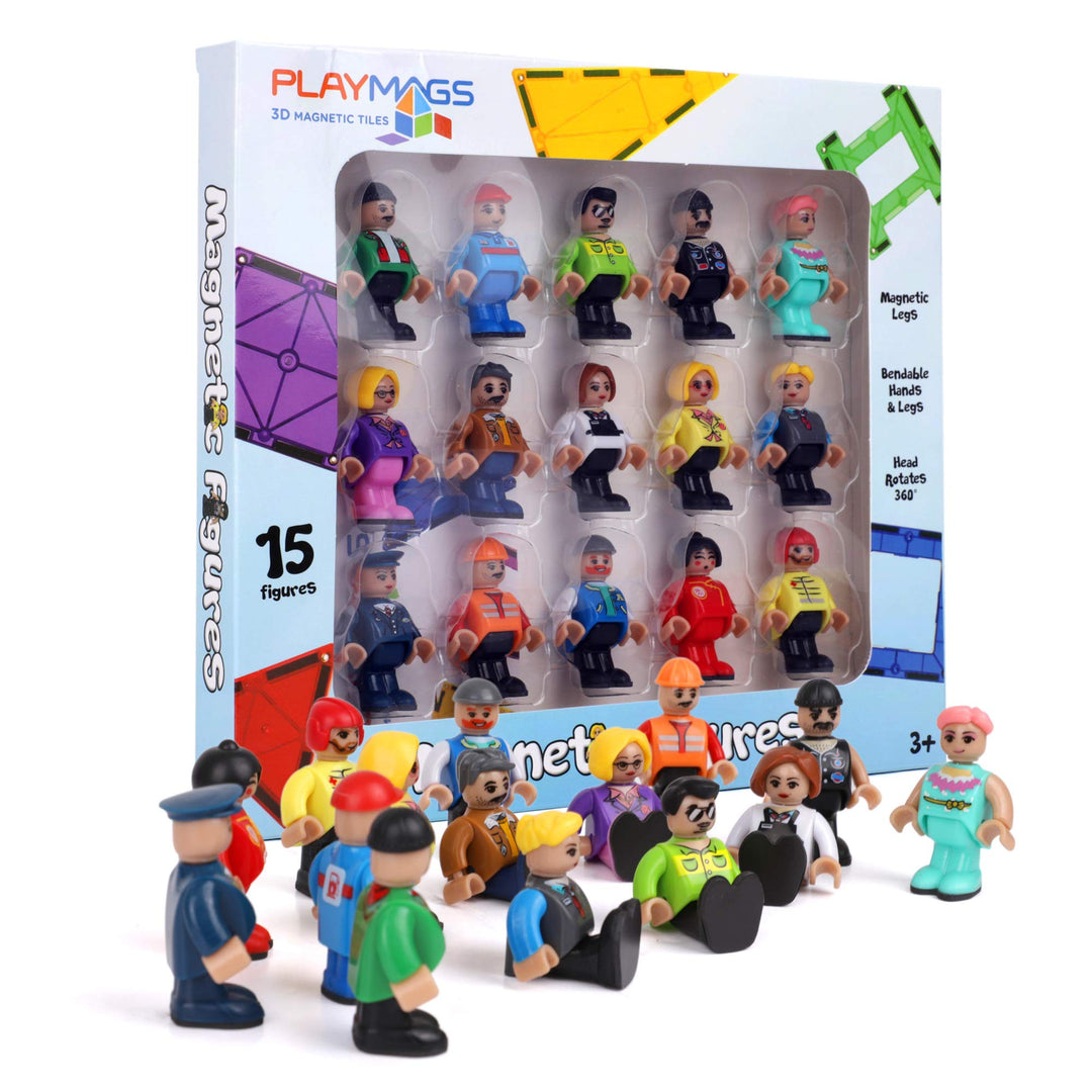 Playmags Magnetic Figures Community Figures Set von 15 - Spielleute Perfekt für Magnetfliesen - Mint