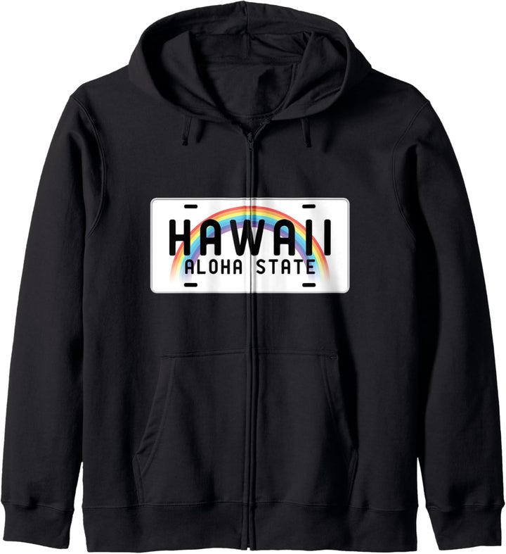 Hawaii Aloha State Islands Vintage Souvenir Kennzeichen Kapuzenjacke