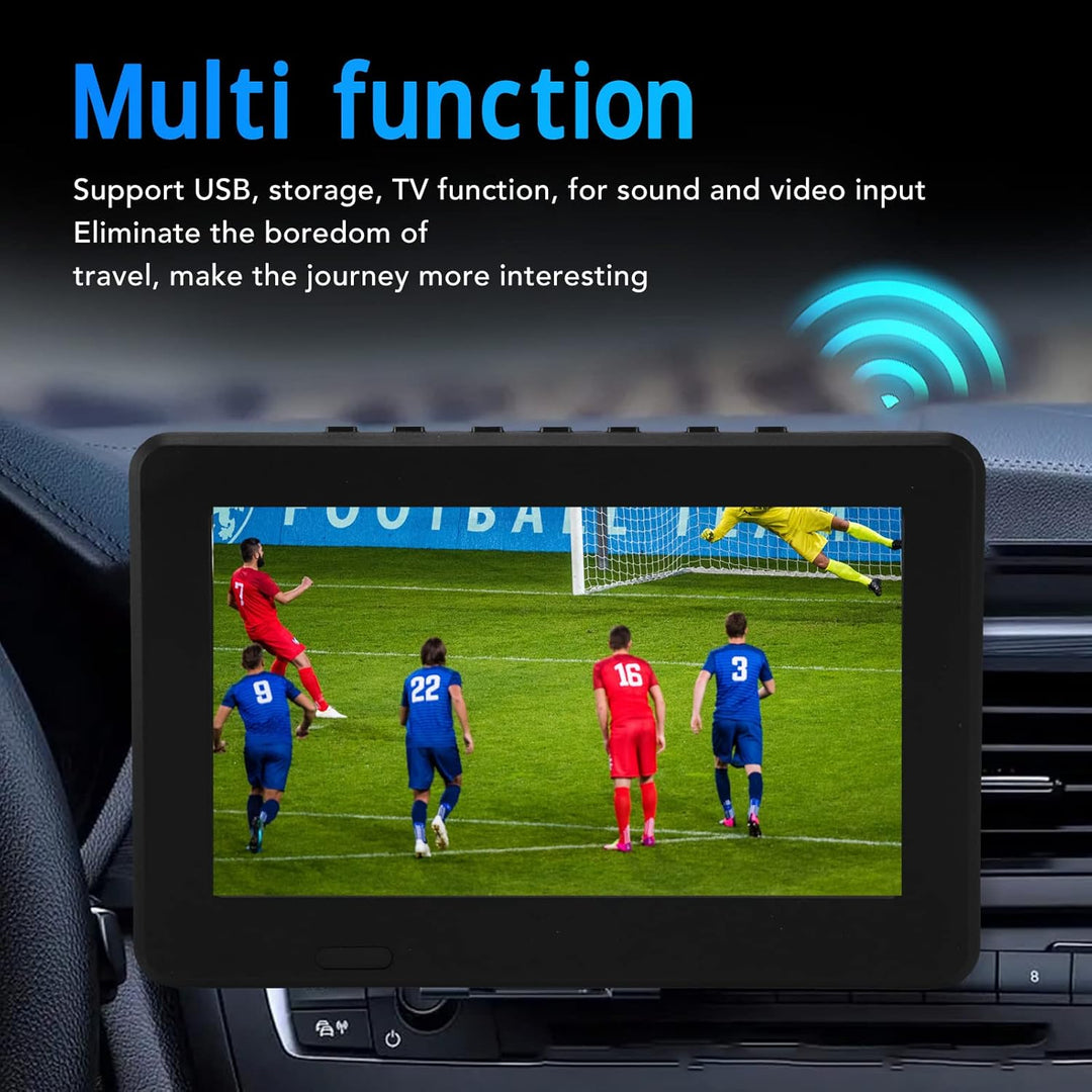 Tragbarer 7 Zoll Digitalfernseher, Auto Breitbild LED Fernseher mit 1500 mAh Lithiumbatterie, Unters