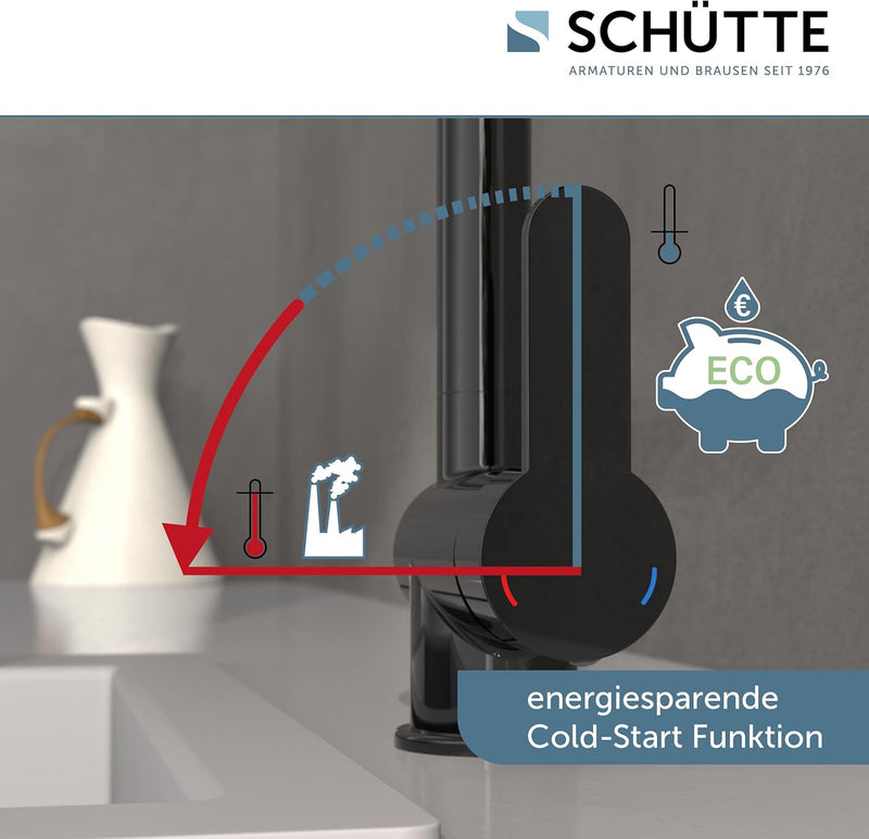 SCHÜTTE 79836 RIO 360° schwenkbare Küchenarmatur, Spültisch Armatur mit hohem Auslauf Küche, Einhebe