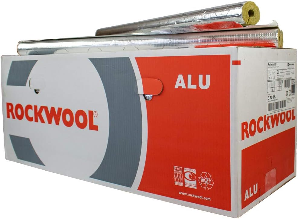 Steinwolle Rohrisolierung Rockwool 800 alukaschiert 114 x 100 mm voller Karton 100 114, 100 114