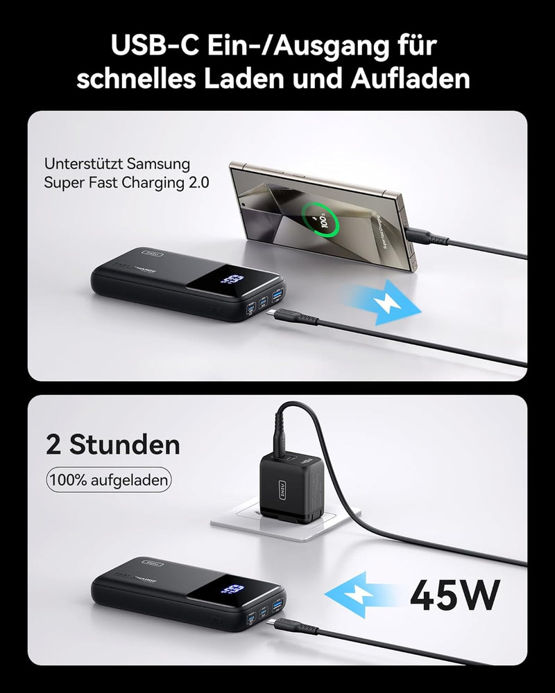 INIU Power Bank, 20000mAh 65W Powerbank Klein Aber Stark Phone & Laptop, Externe Handyakkus USB C In