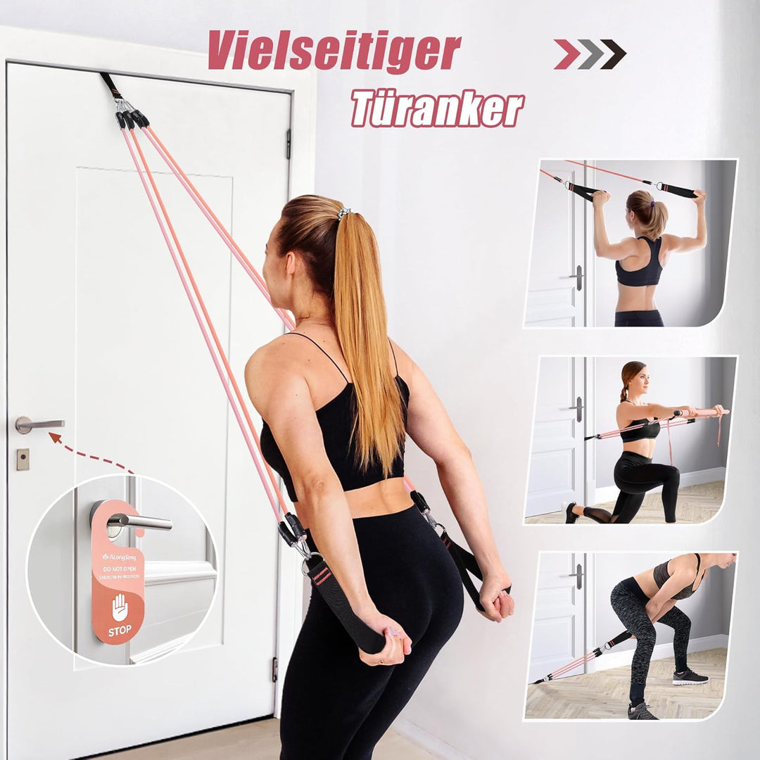 ALongSong Pilates Bar Set mit Widerstandsbänder Krafttraining 180LBS/140LBS/240LBS/360LBS Resistance