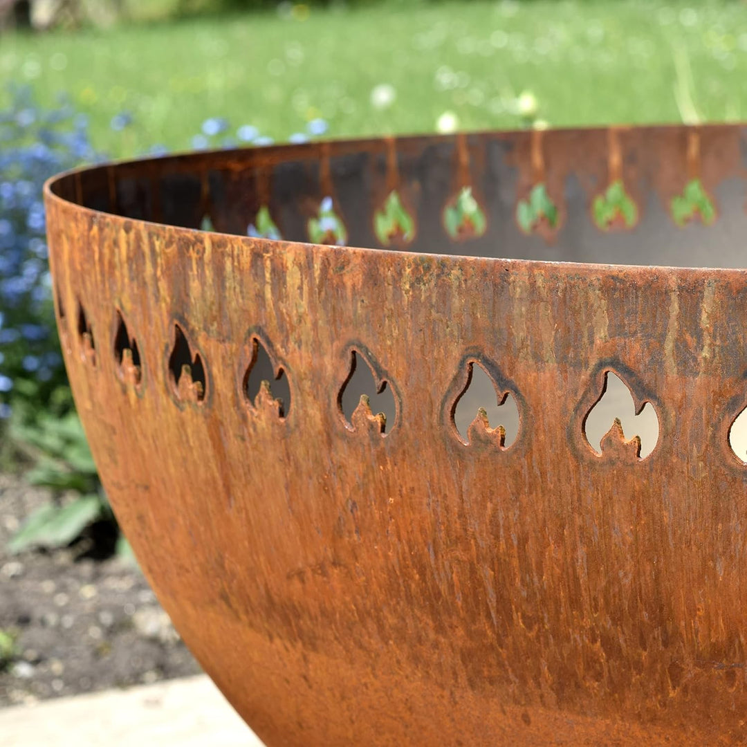 Grillrost.com Das Original Feuerschale in Cortenstahloptik - Schwenkbar & mit Belüftung