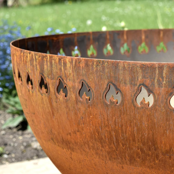 Grillrost.com Das Original Feuerschale in Cortenstahloptik - Schwenkbar & mit Belüftung