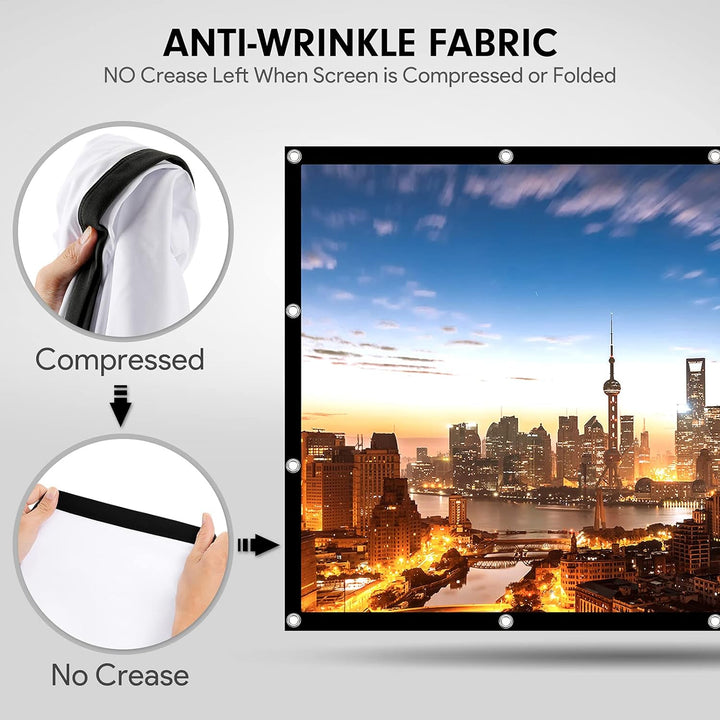 Osoeri Beamer Leinwand 120 Zoll Projektionsleinwand, 16: 9 HD Faltbarer Projektionsschirm Anti-Falte