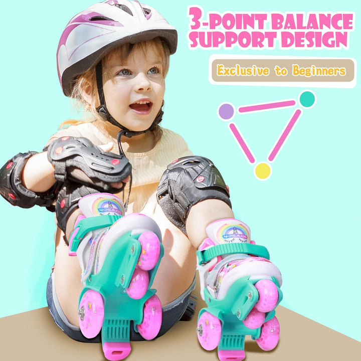 Kinder Einhorn Rollschuhe für Mädchen.Geeignet für 3-6 Jahre alt. Mit Leuchtenden Rädern,4-Pejiijar