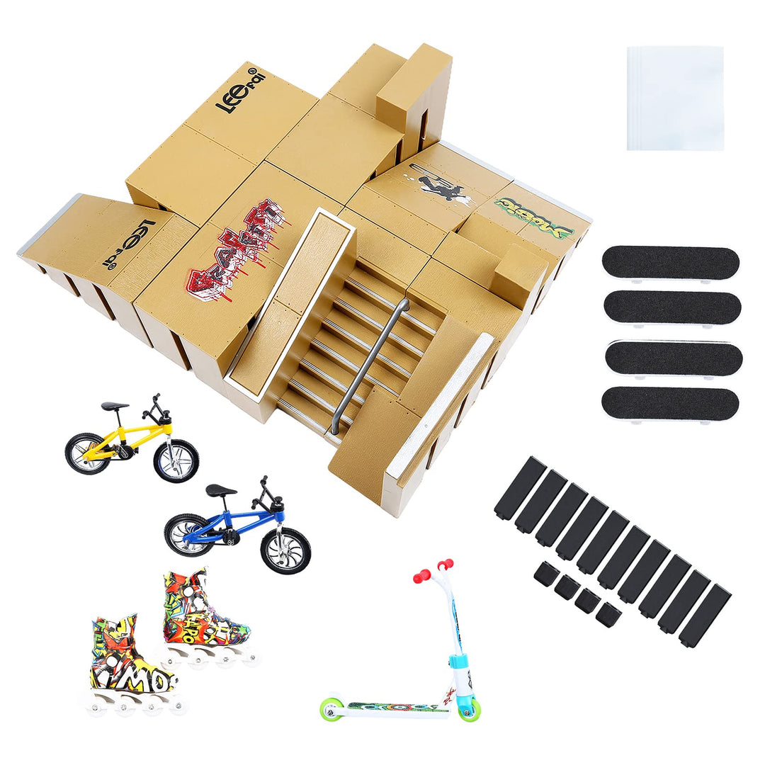 IOUGDSEC Skate Park Kit Fingerspielzeug Skate Park Kit Rampe Teile für Finger Skateboard Fingerboard